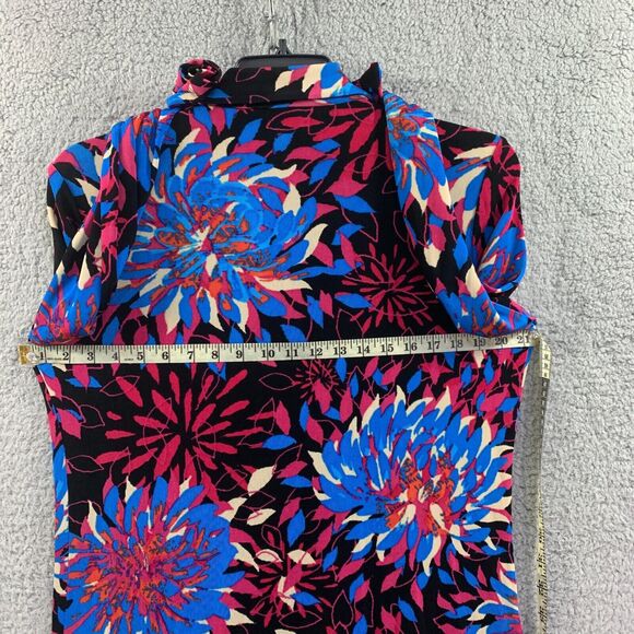 Chicos Travelers Womens Top Colorful Floral Sz M 8 Slinky Wrinkle free Travel - Picture 3 of 10